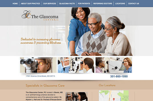 Glaucoma Center Medical Website Example