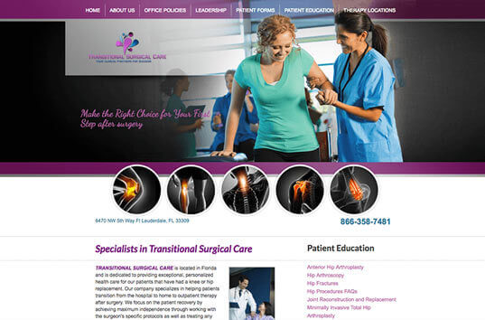 Transitional Surgical Care Physical Medicine Website Example