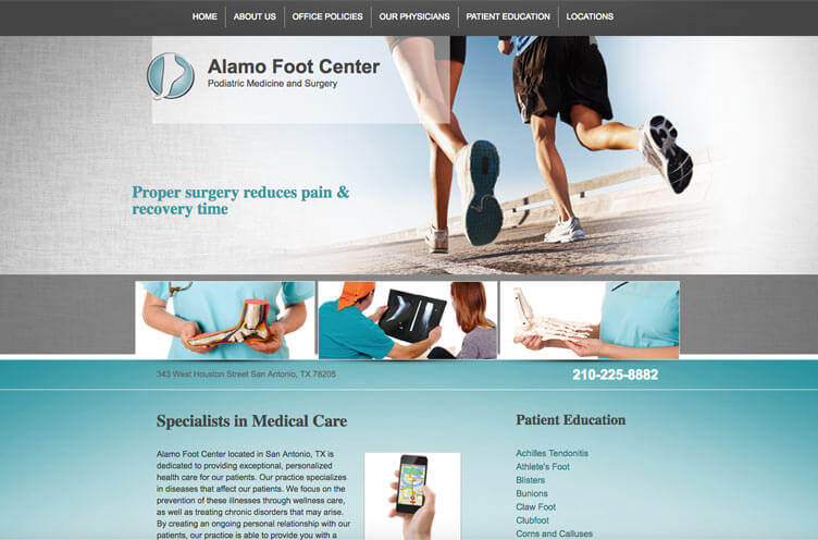 Alamo Foot Center Physical Medicine Website Example