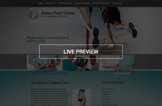 Alamo Foot Center Physical Medicine Website Example Hover