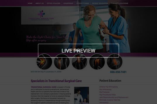 Transitional Surgical Care Physical Medicine Website Example Hover