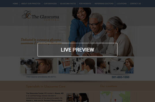 Glaucoma Center Medical Website Example Hover